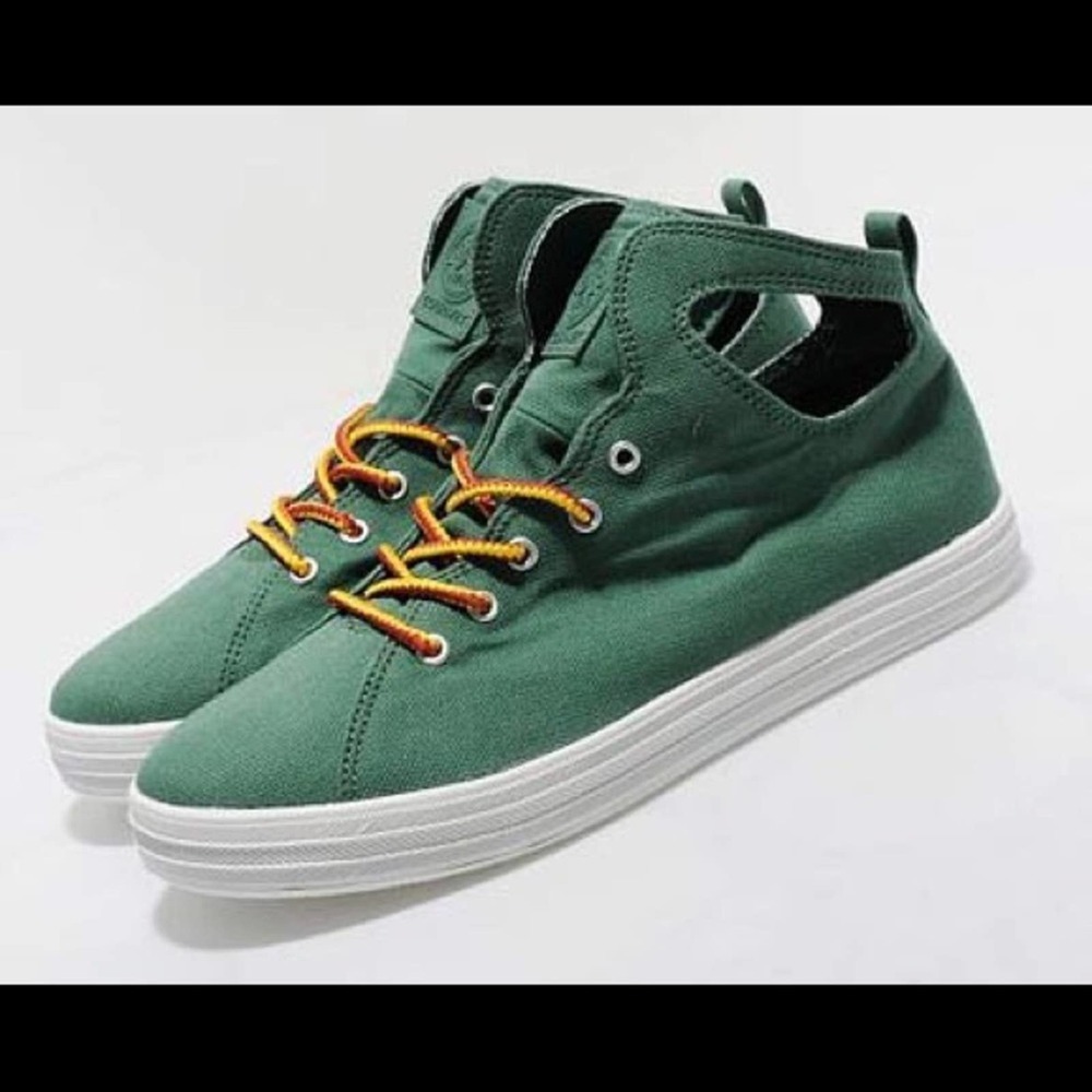 Nfn Gourmet Green Uno C Canvas Lace Up Sneakers